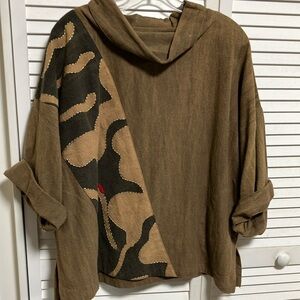 All cotton, no label, women’s brown heavy cotton top